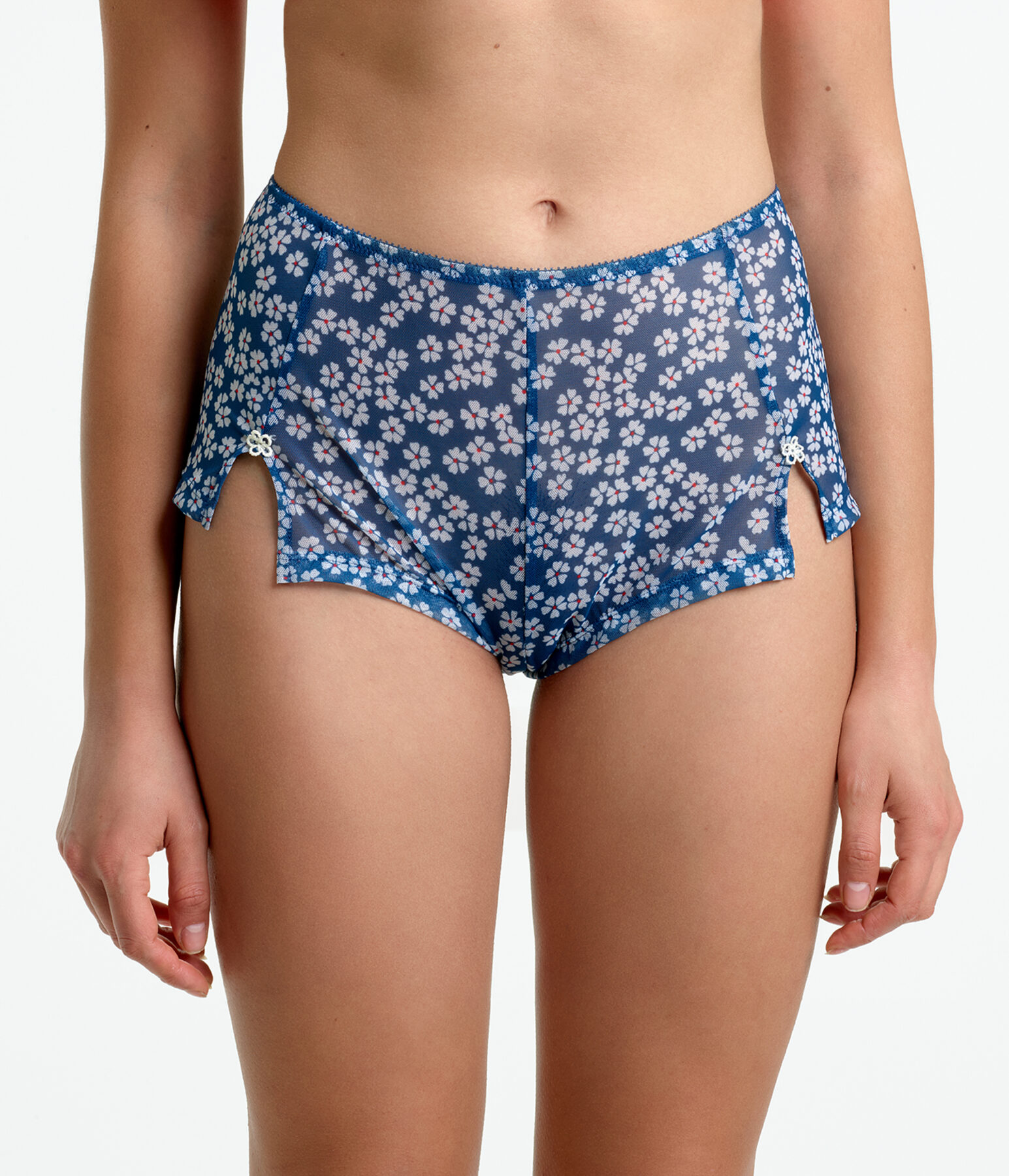 Yasmine Eslami – Short bra in blue floral printed tulle