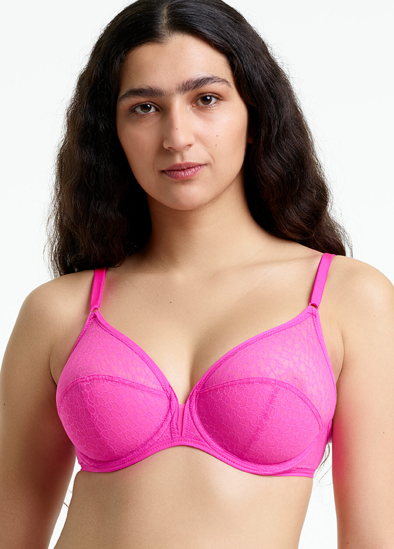 Yasmine Eslami – Soutien-gorge wired en tulle plumetis rose fuchsia à armatures