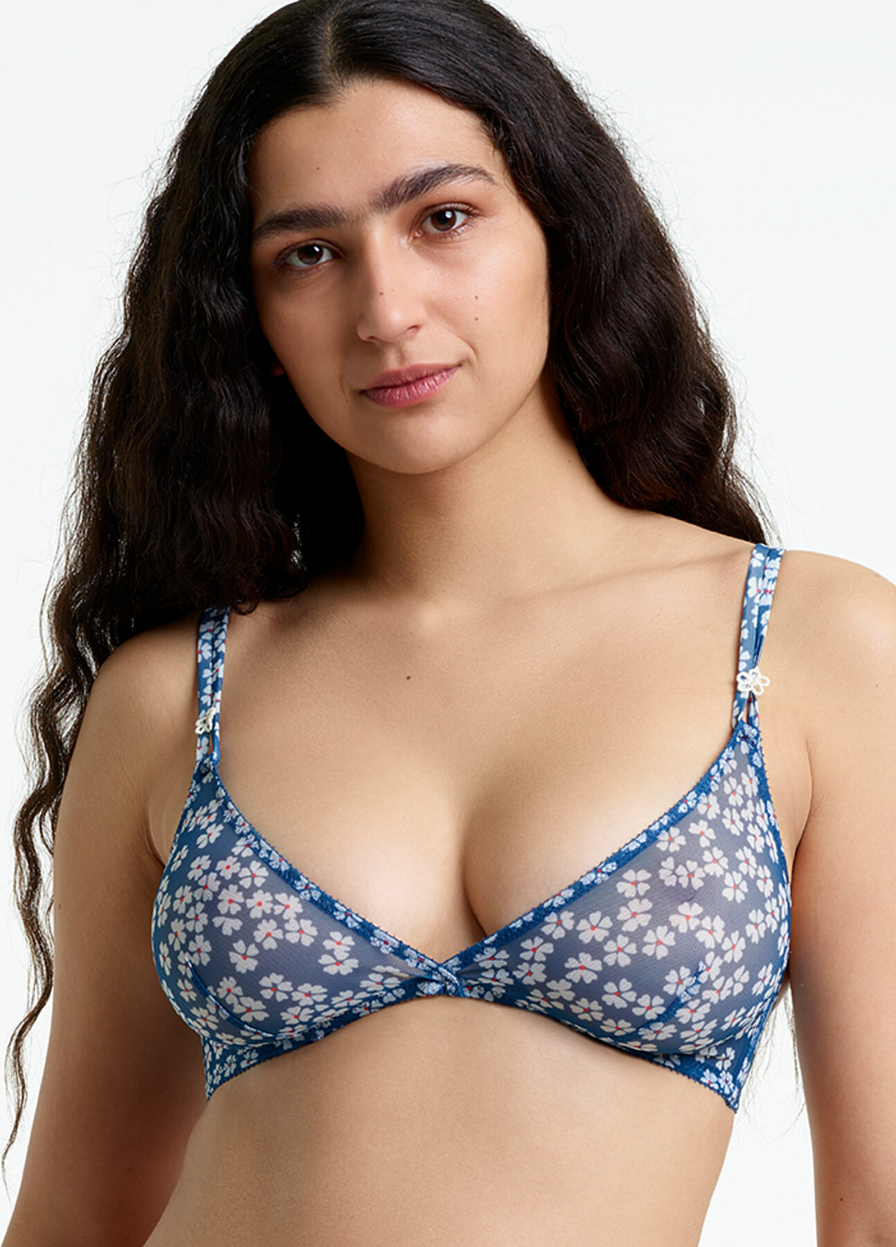 Yasmine Eslami – Soft bra in blue floral printed tulle