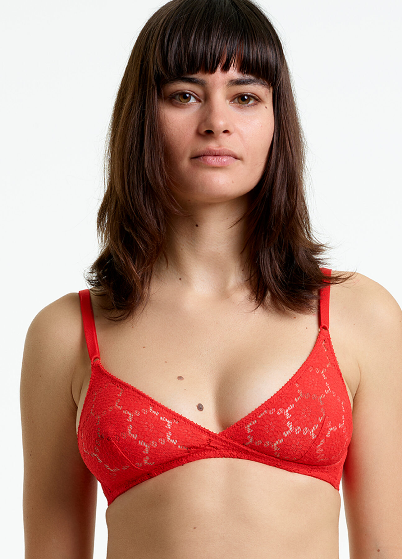 Yasmine Eslami – Red geometric lace soft bra