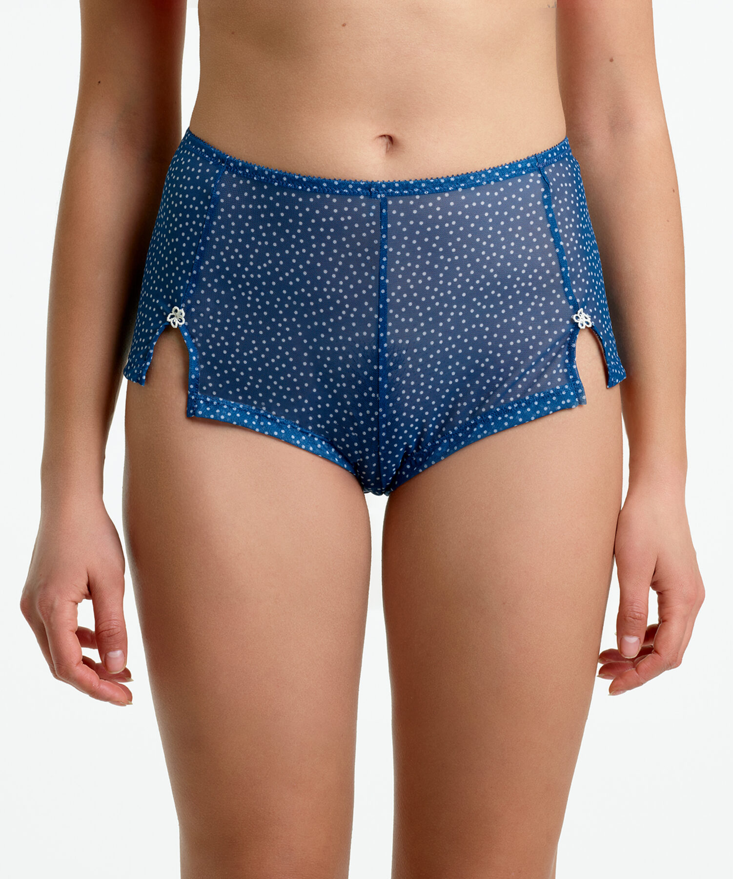 Yasmine Eslami – Short in blue polka dot printed tulle